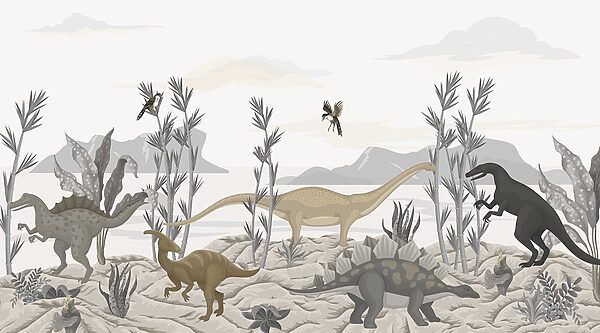 Groep dinosaurussen in een woestijn Groep dinosaurussen in een woestijn