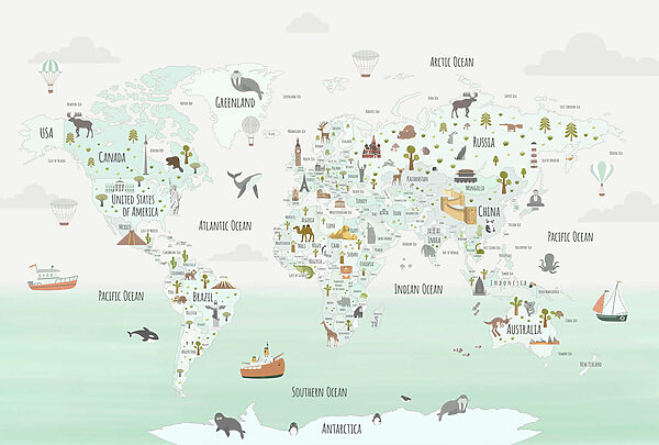Wereldkaart met dieren Wereldkaart met dieren