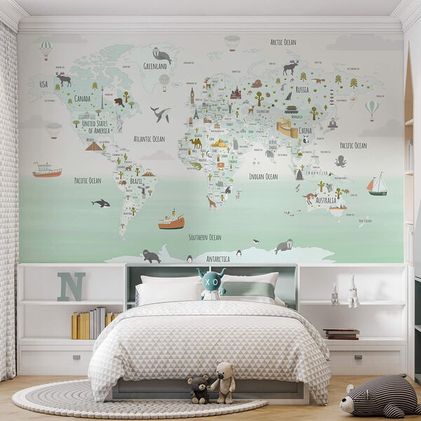Wereldkaart met dieren Wereldkaart met dieren