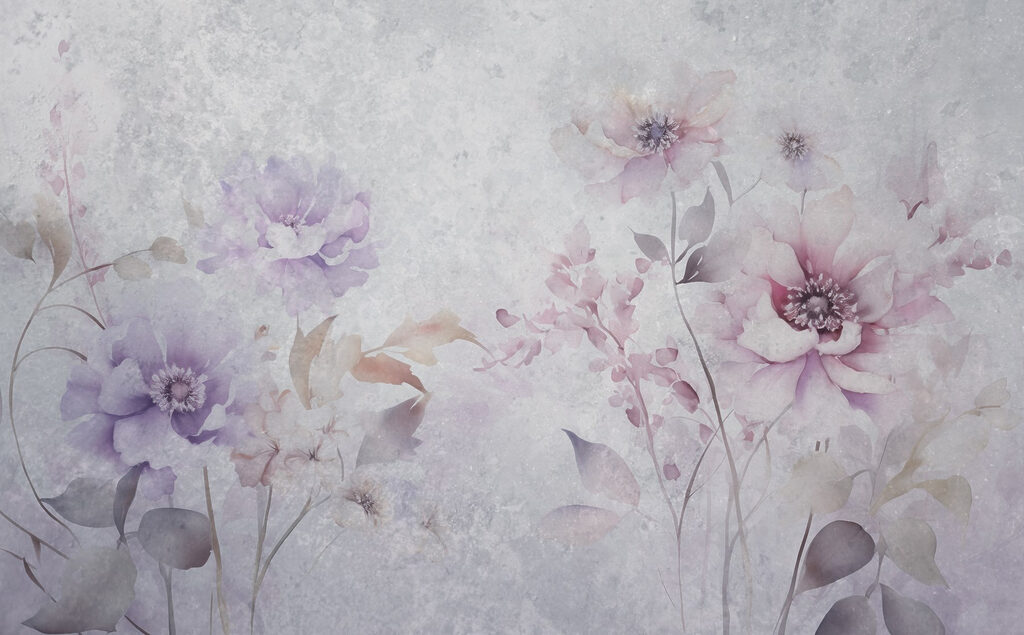Schilderij van bloemen op een witte achtergrond Schilderij van bloemen op een witte achtergrond
