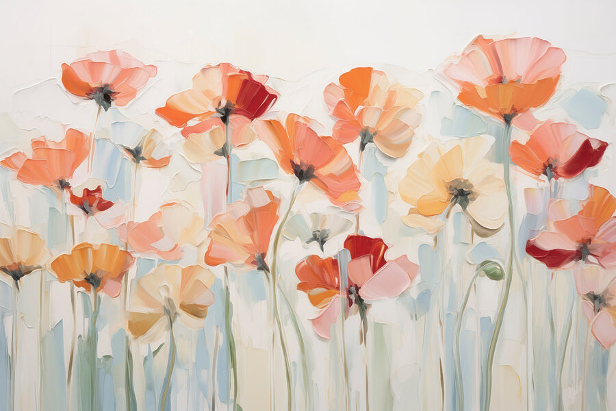 Schilderij van bloemen op een witte achtergrond