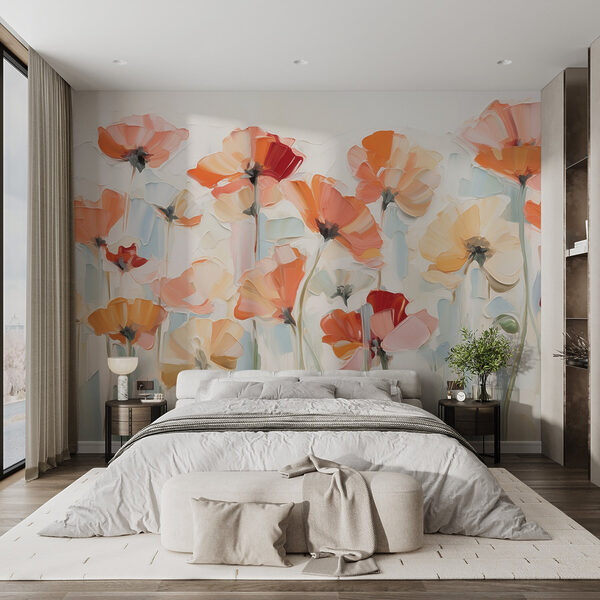 Schilderij van bloemen op een witte achtergrond Schilderij van bloemen op een witte achtergrond