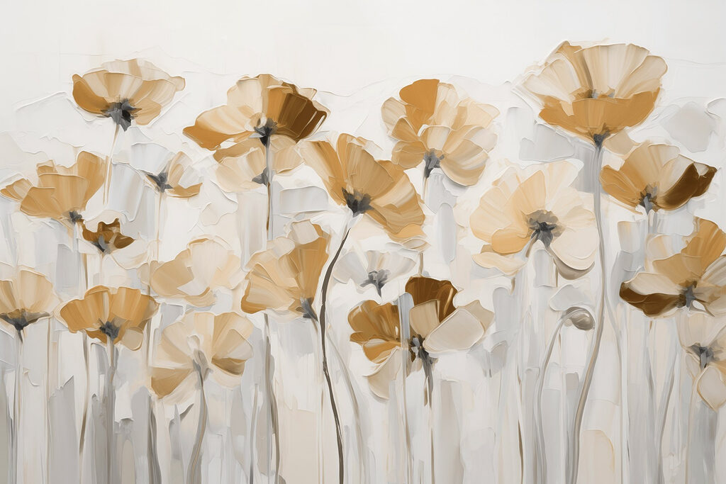 Schilderij van bloemen op een witte achtergrond Schilderij van bloemen op een witte achtergrond