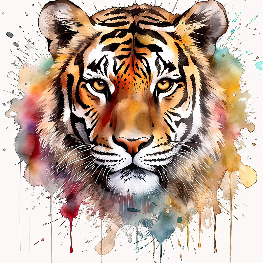 Tijger met kleurrijke spetters Tijger met kleurrijke spetters