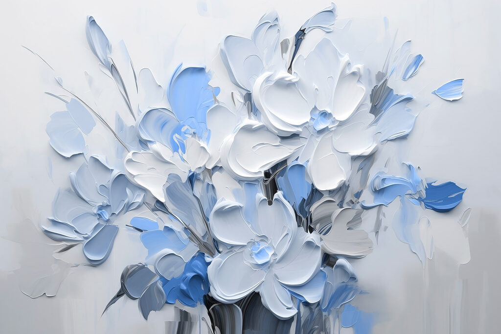 Schilderij van bloemen in een vaas Schilderij van bloemen in een vaas