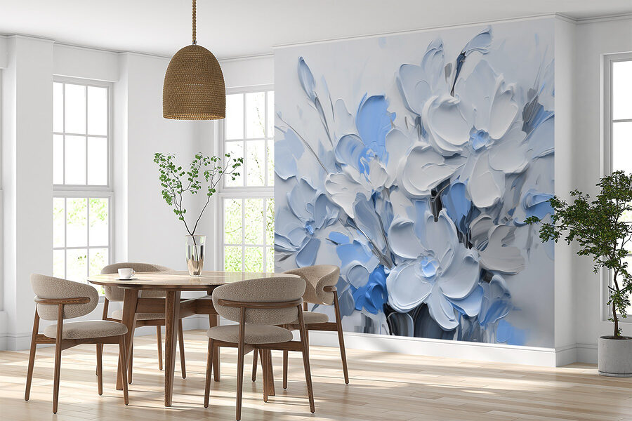 Schilderij van bloemen in een vaas