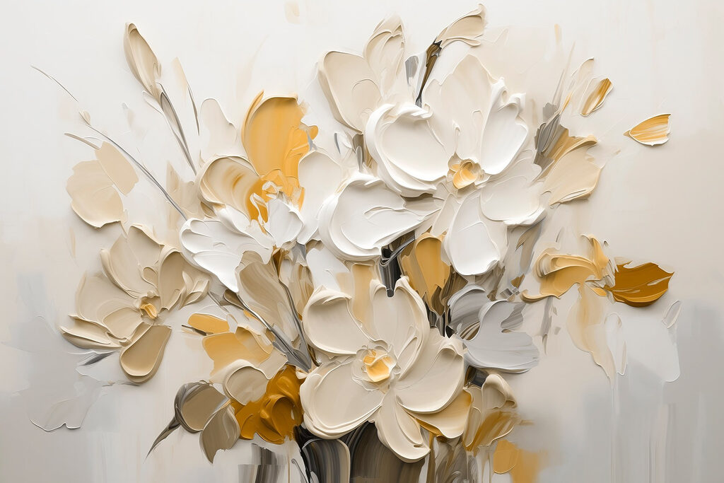 Schilderij van bloemen in een vaas Schilderij van bloemen in een vaas