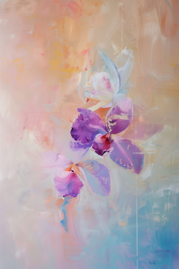 Schilderij van paarse bloemen Schilderij van paarse bloemen