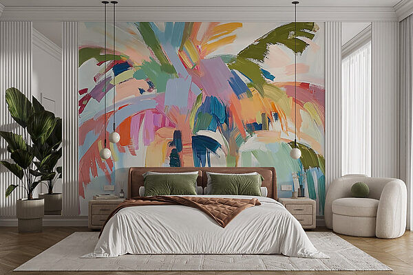 Fotobehang Schilderij van een palmboom (Artikelnummer: w03578) Fotobehang Fotobehang Schilderij van een palmboom (Artikelnummer: w03578)