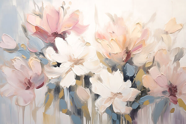 Painting of flowers on a white surface