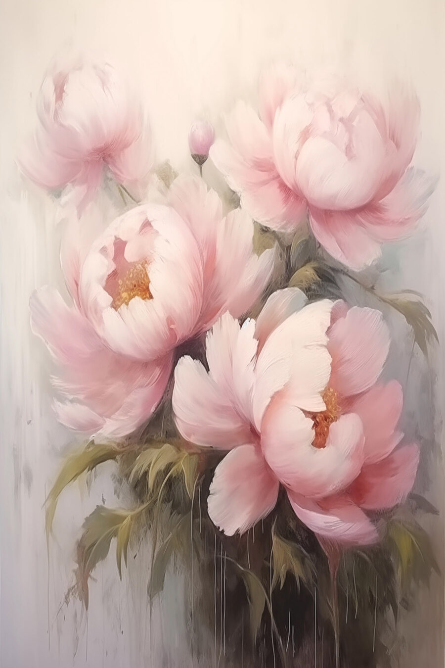 Schilderij van roze bloemen