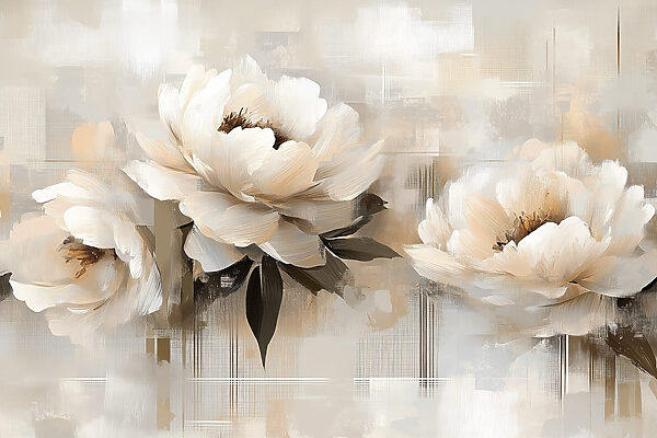 Schilderij van bloemen op een witte achtergrond Schilderij van bloemen op een witte achtergrond