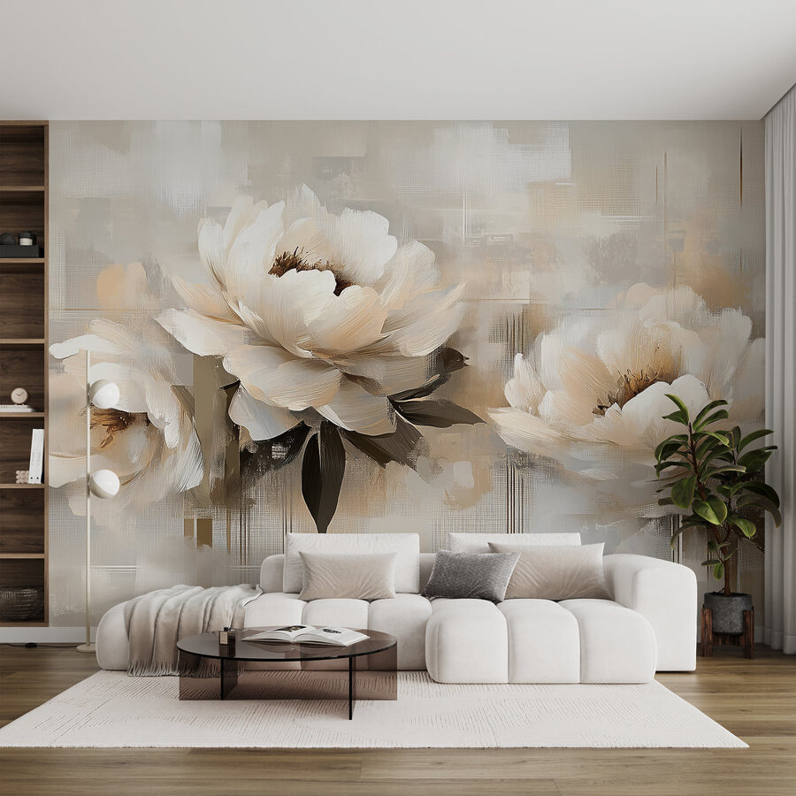 Schilderij van bloemen op een witte achtergrond