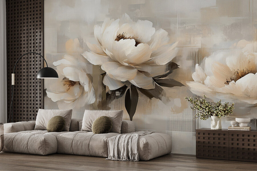 Schilderij van bloemen op een witte achtergrond
