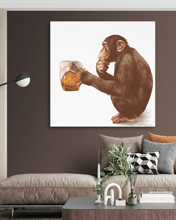 Aap met een pul bier Aap met een pul bier