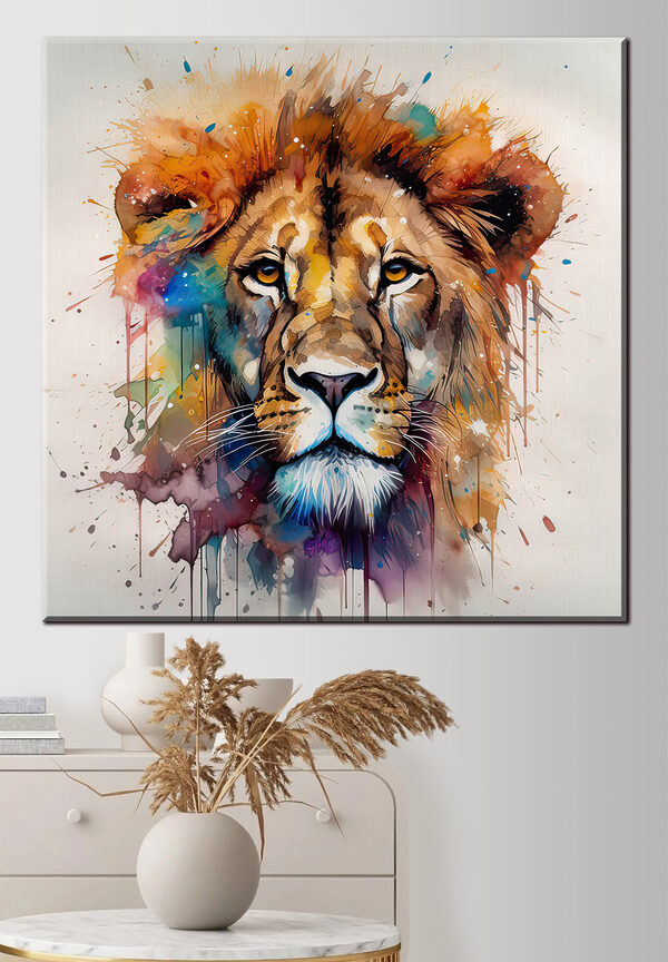 Leeuwenschilderij van een gezicht Leeuwenschilderij van een gezicht