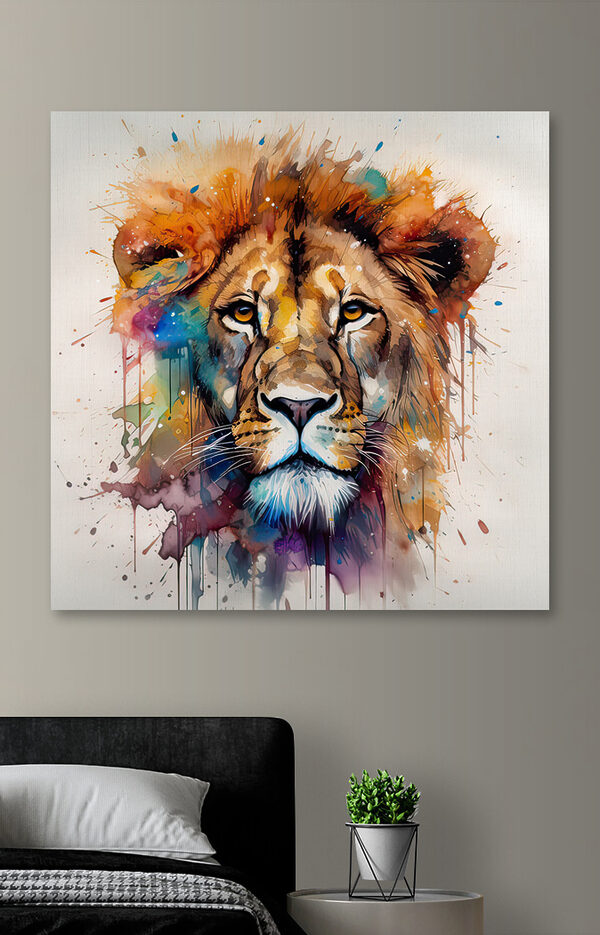 Leeuwenschilderij van een gezicht Leeuwenschilderij van een gezicht