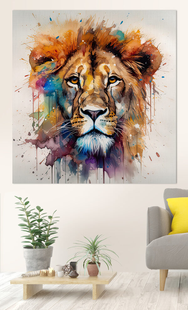 Leeuwenschilderij van een gezicht Leeuwenschilderij van een gezicht