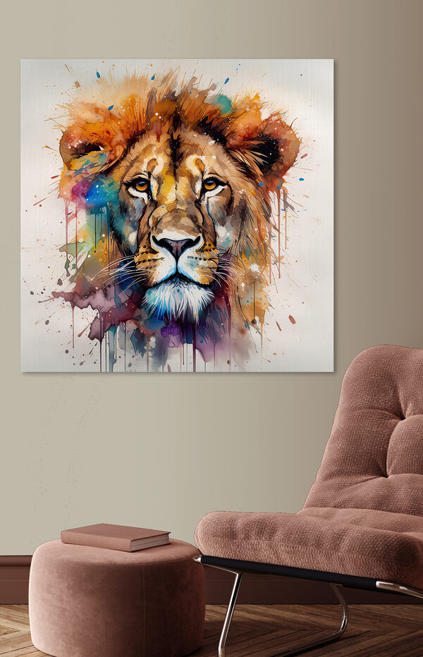 Leeuwenschilderij van een gezicht Leeuwenschilderij van een gezicht