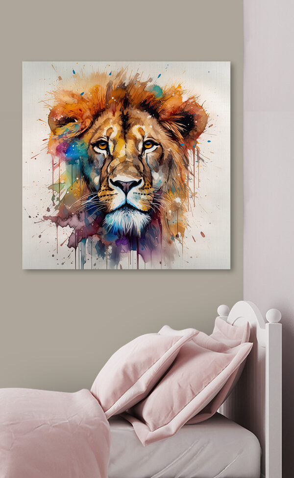 Leeuwenschilderij van een gezicht Leeuwenschilderij van een gezicht