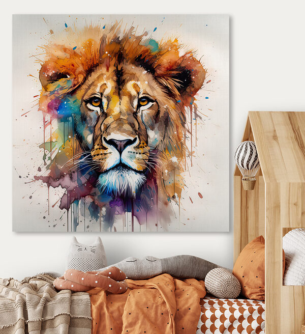 Leeuwenschilderij van een gezicht Leeuwenschilderij van een gezicht