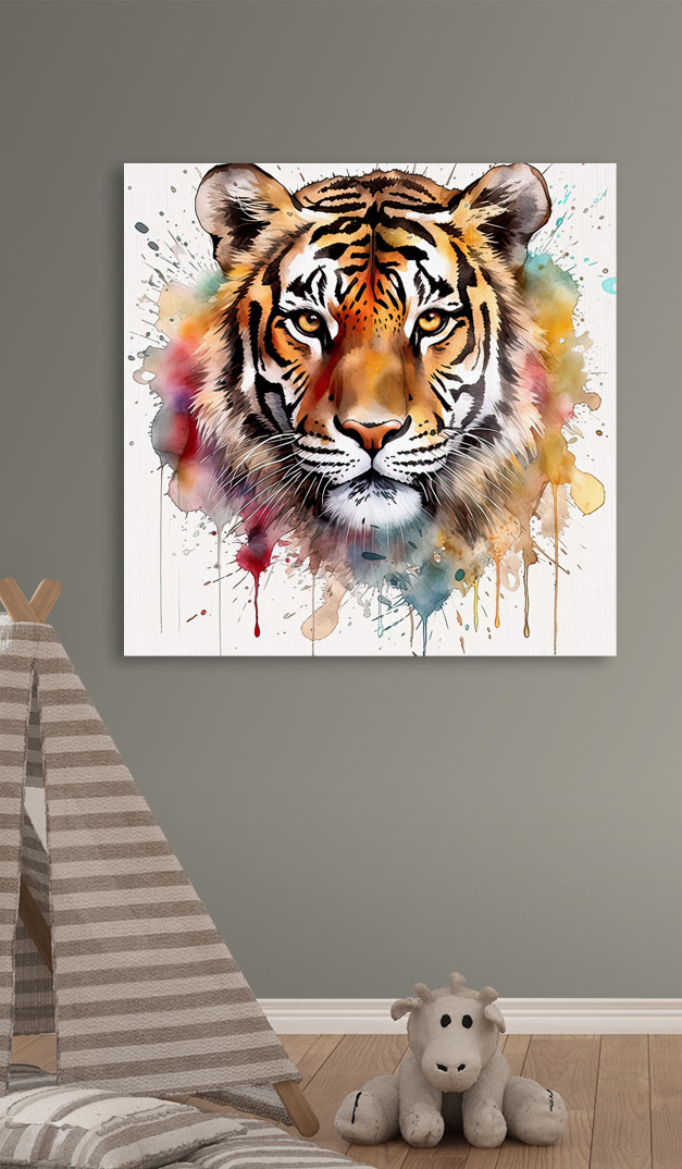 Tijger met kleurrijke spetters Tijger met kleurrijke spetters
