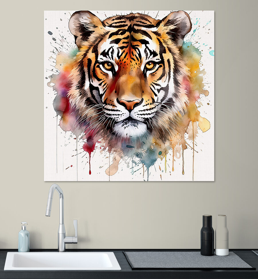 Tijger met kleurrijke spetters Tijger met kleurrijke spetters
