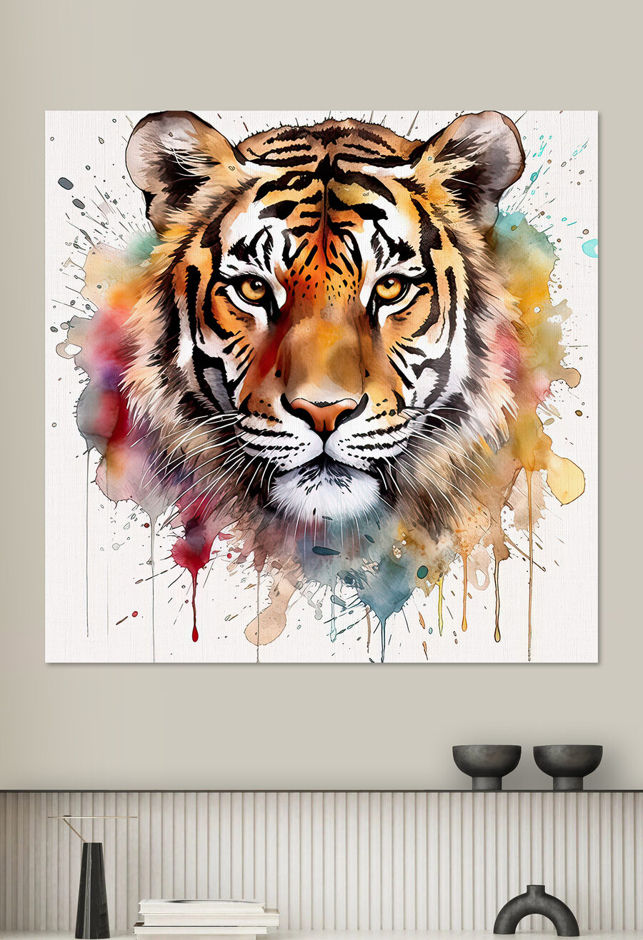 Tijger met kleurrijke spetters Tijger met kleurrijke spetters