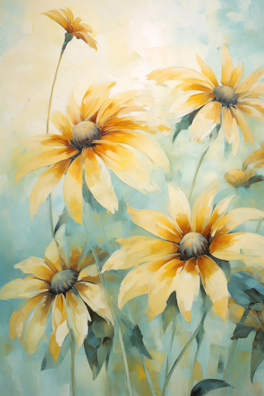 Schilderij van gele bloemen
