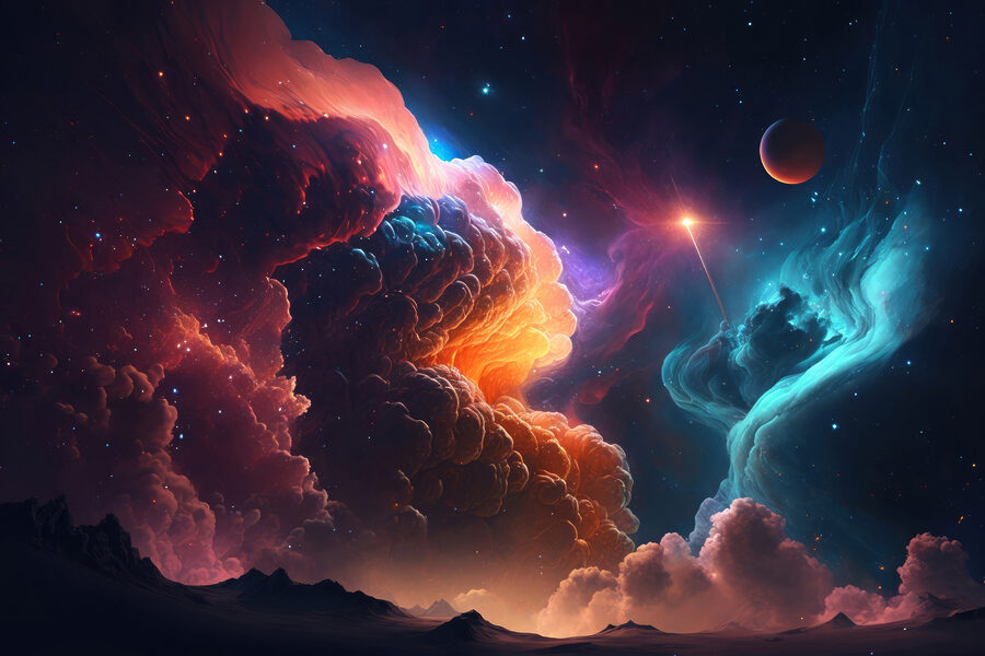 Colorful clouds and stars Colorful clouds and stars