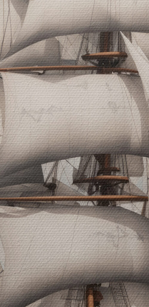 Painting of a ship in the ocean