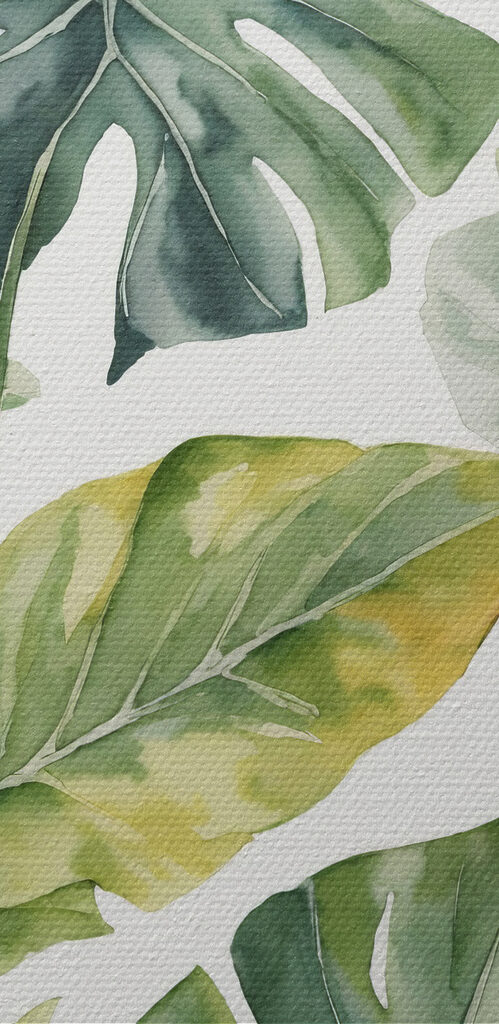 Group of green and orange leaves