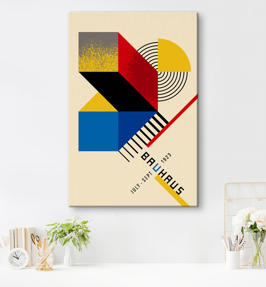 Kleurrijk geometrisch ontwerp met zwart en rood en geel