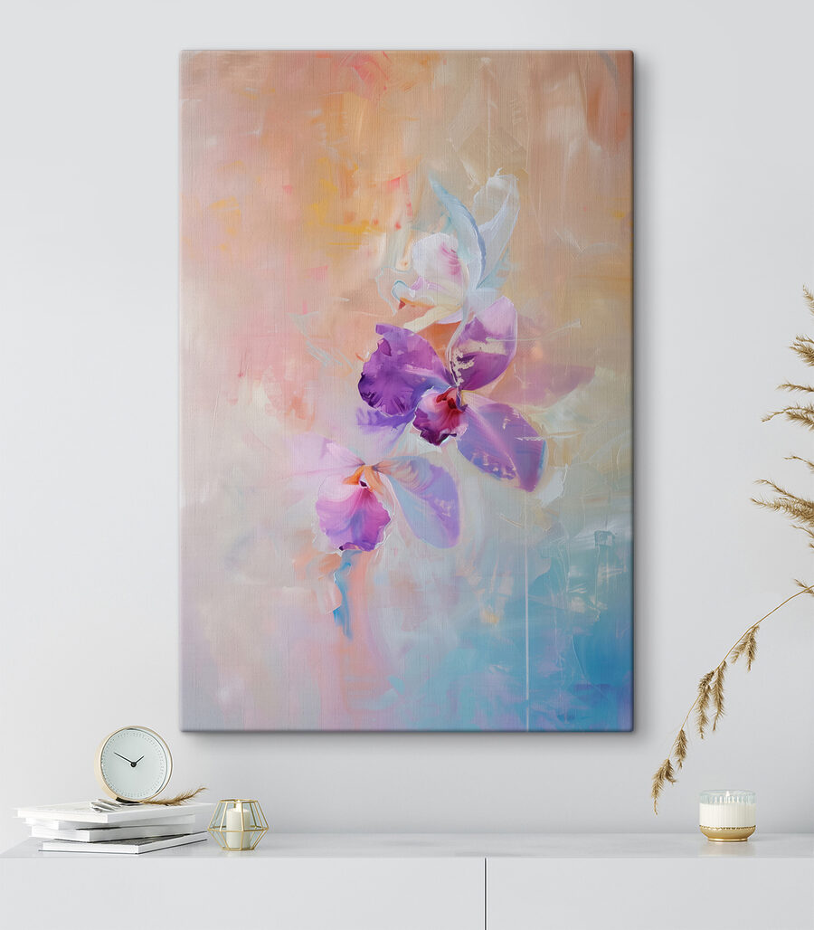 Schilderij van paarse bloemen Schilderij van paarse bloemen