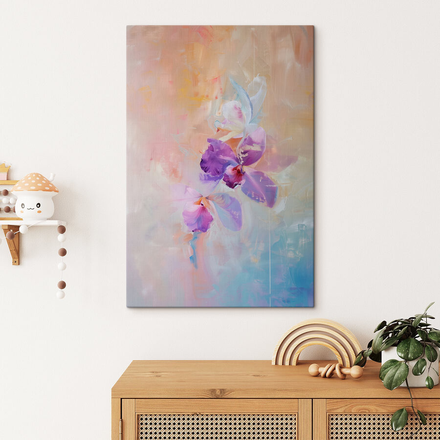 Schilderij van paarse bloemen Schilderij van paarse bloemen