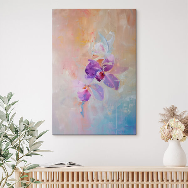 Schilderij van paarse bloemen Schilderij van paarse bloemen