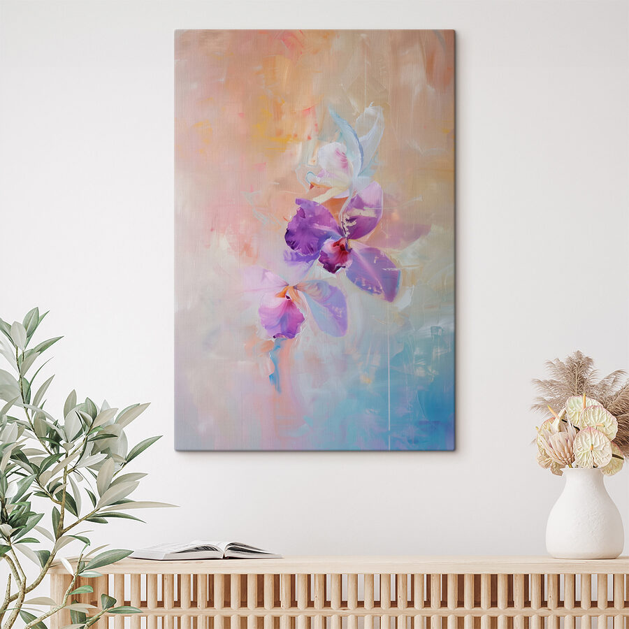Schilderij van paarse bloemen Schilderij van paarse bloemen