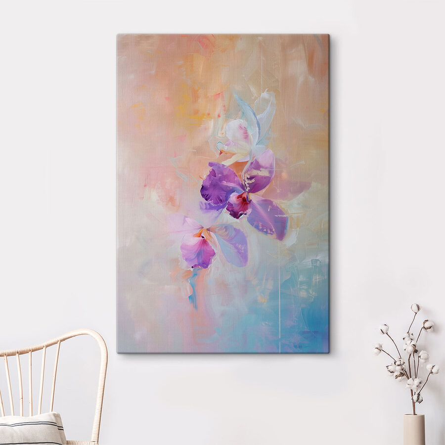 Schilderij van paarse bloemen Schilderij van paarse bloemen