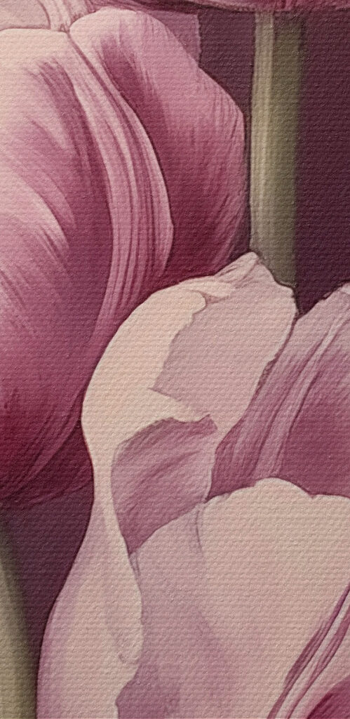 Painting of pink tulips Painting of pink tulips
