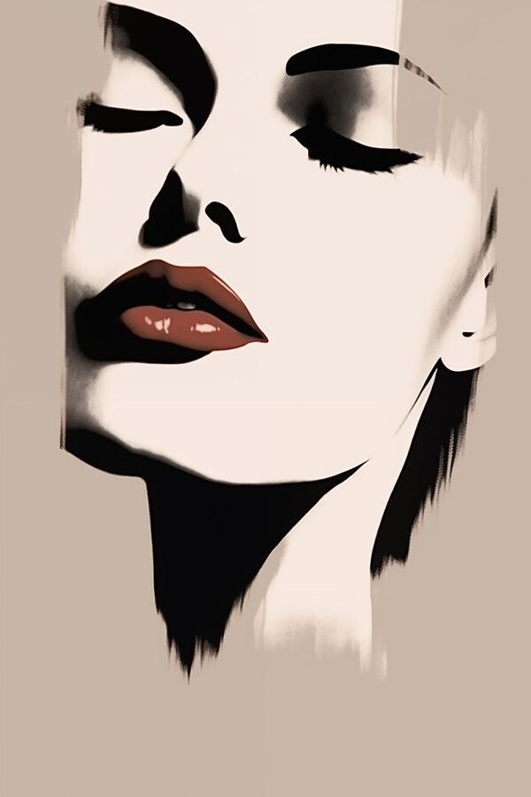 Vrouw’s gezicht met rode lippenstift Vrouw’s gezicht met rode lippenstift
