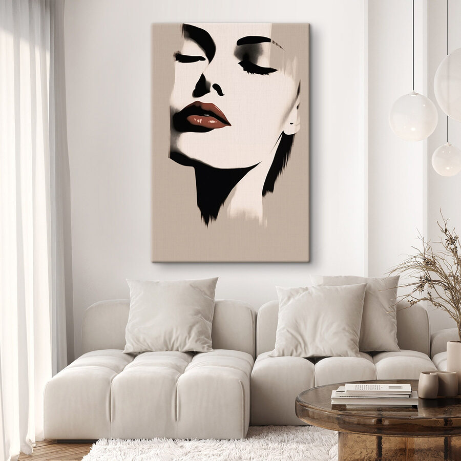 Vrouw’s gezicht met rode lippenstift
