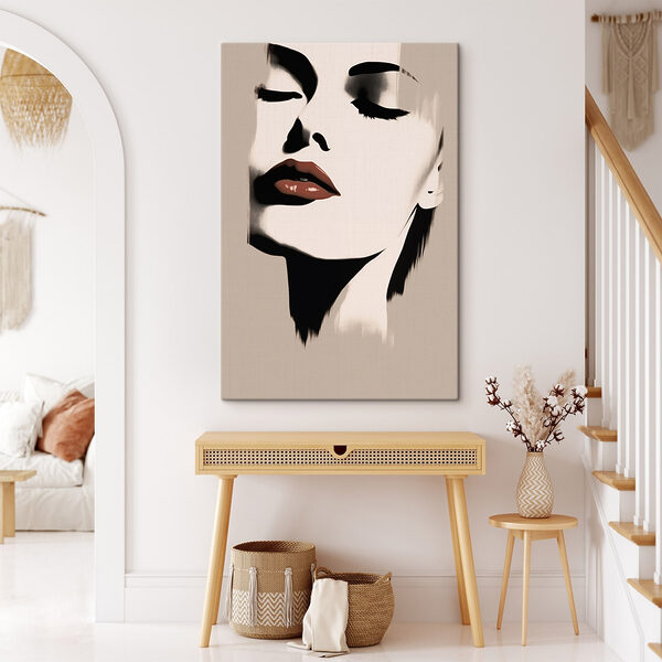 Vrouw’s gezicht met rode lippenstift Vrouw’s gezicht met rode lippenstift