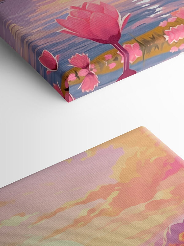 Roze bloemen naast een meer Roze bloemen naast een meer