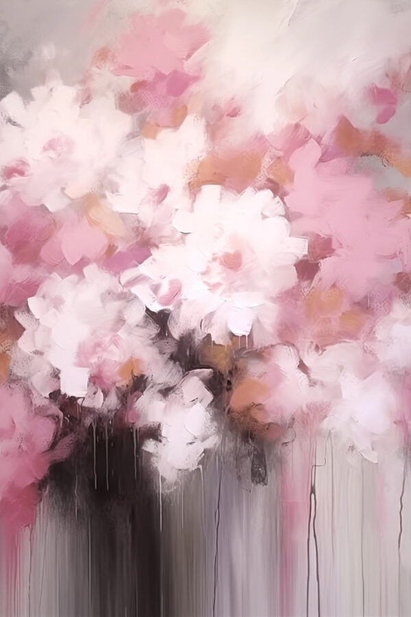 Schilderij van roze bloemen Schilderij van roze bloemen