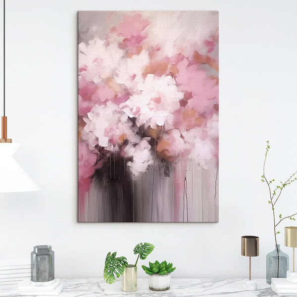 Schilderij van roze bloemen Schilderij van roze bloemen