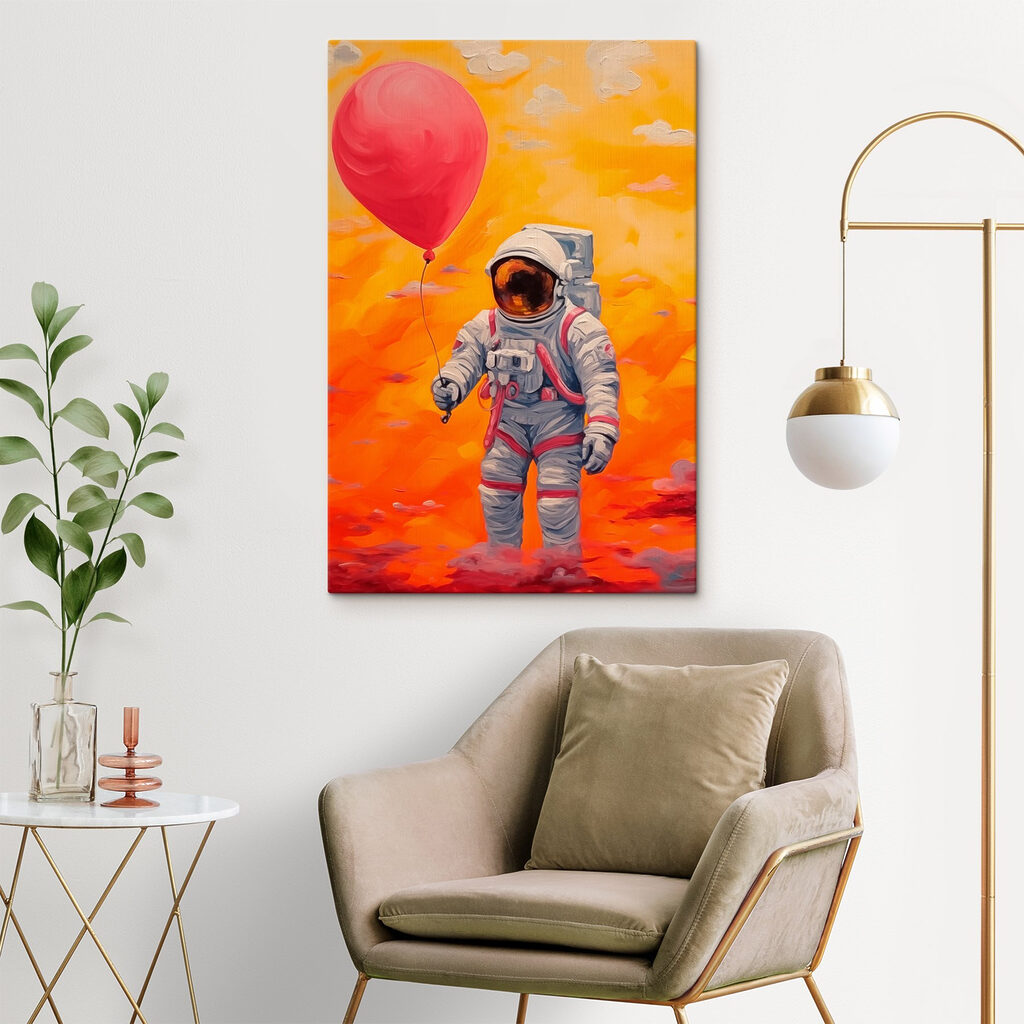 An astronaut holding a balloon