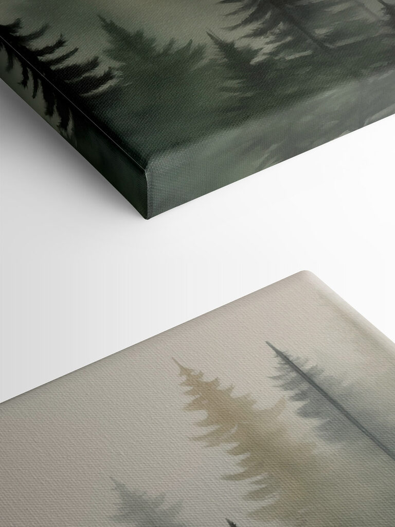 Foggy forest with trees