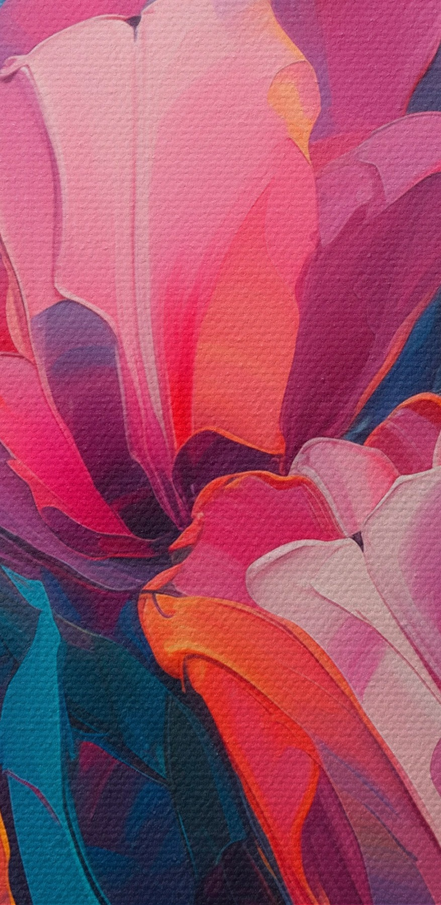 Schilderij van bloemen op een blauwe achtergrond Schilderij van bloemen op een blauwe achtergrond