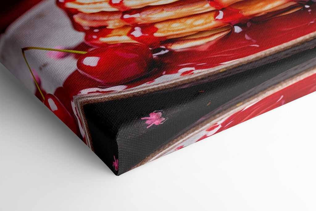 Stack of pancakes with cherry syrup on top