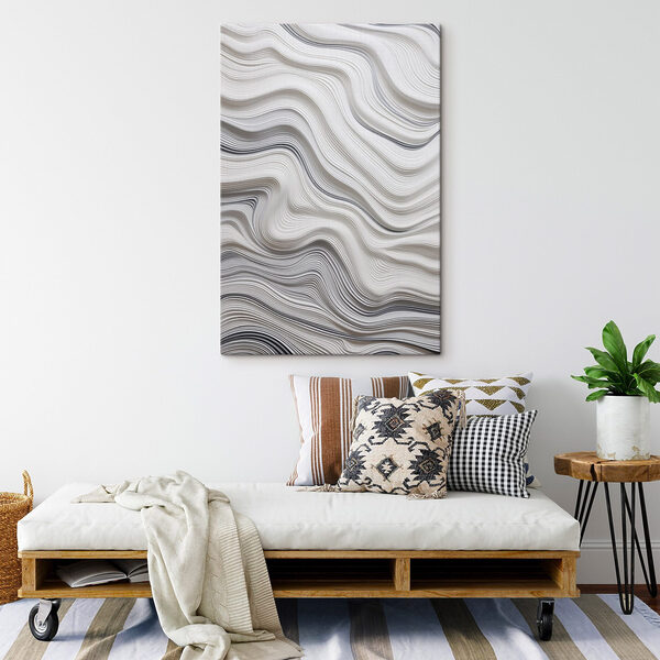 Witte en zwarte golvende lijnen Canvas Schilderijen Witte en zwarte golvende lijnen